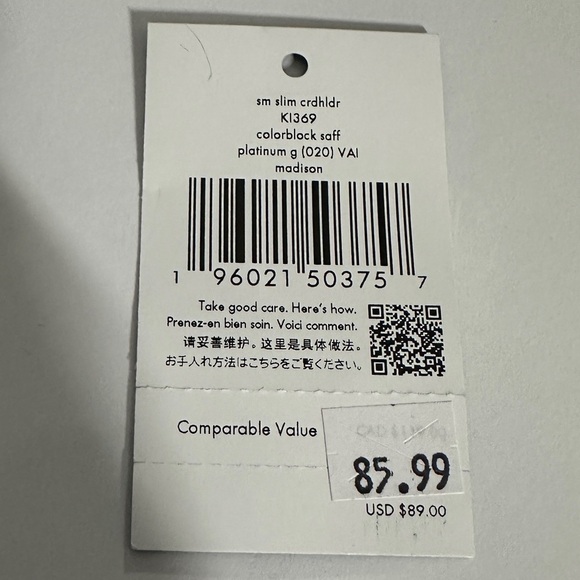 Kate Spade Two-Tone Card Holder in Gray and Cream - Picture 8 of 10